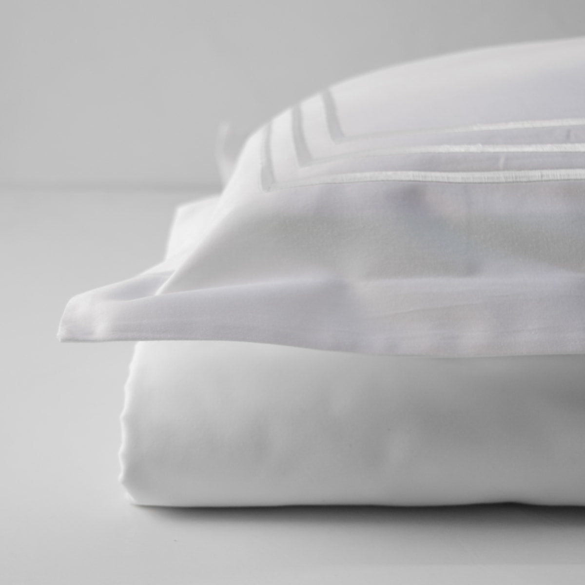 Parallel White Cotton Sateen Bed Sheet by Veda Homes