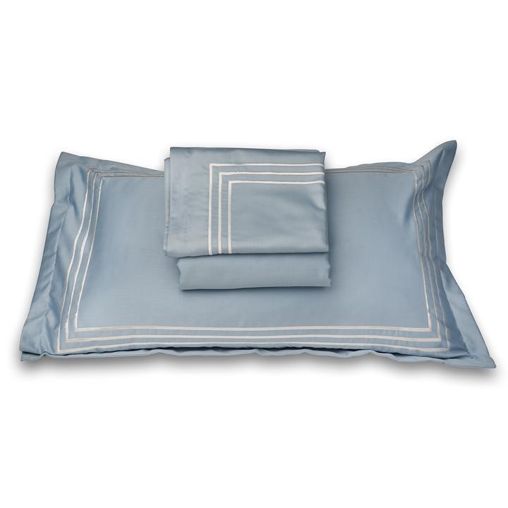 Parallel Powder Blue Cotton Sateen Bed Sheet by Veda Homes