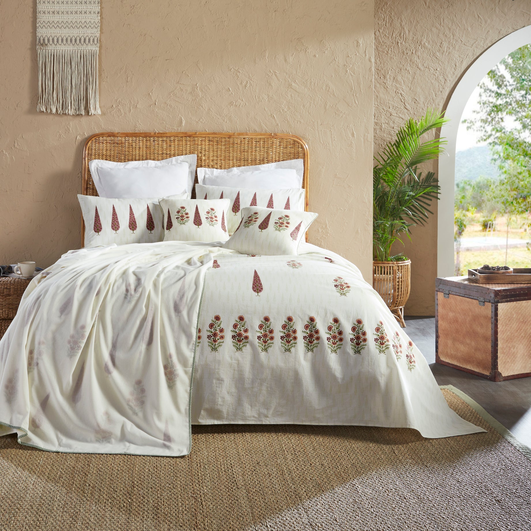 Azalea Block Printed Single Bed Dohar  - Home Artisan