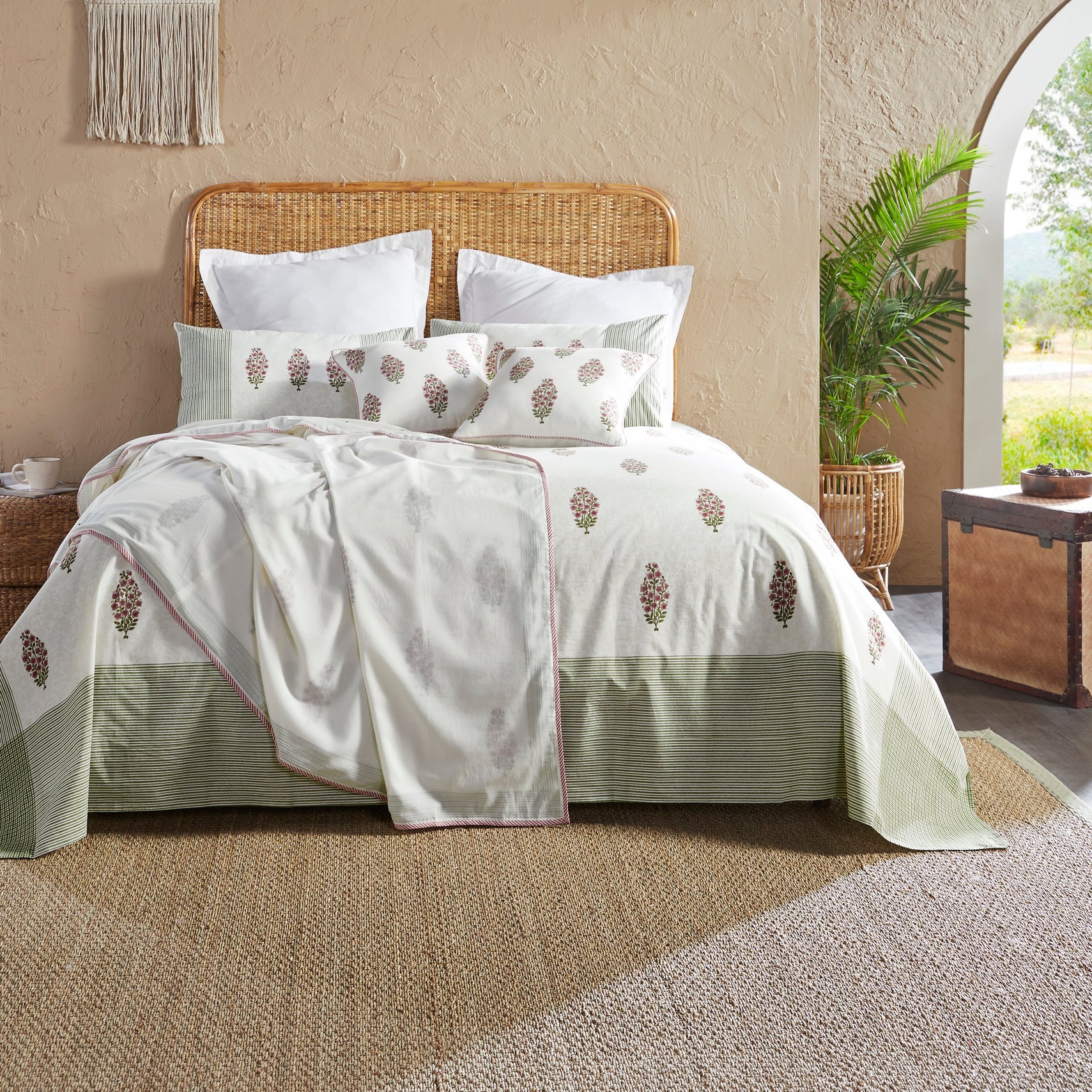 Conifer Block Printed Double Bed Dohar - Home Artisan