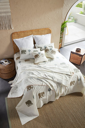 Elephant Block Printed Single Bed Dohar by Houmn