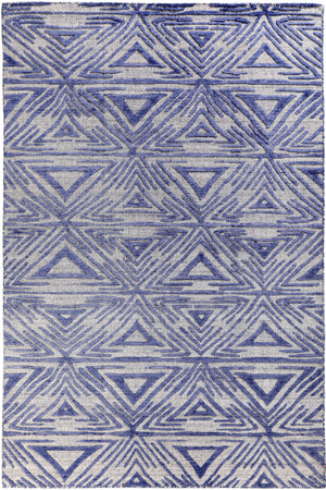 The Victorian Blue Aztec Hand Loom Carpet (5x8) By Qaaleen - Home Artisan