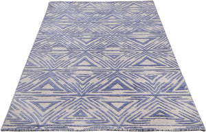 The Victorian Blue Aztec Hand Loom Carpet (5x8) By Qaaleen - Home Artisan