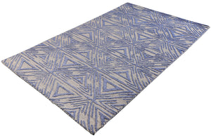 The Victorian Blue Aztec Hand Loom Carpet (5x8) By Qaaleen - Home Artisan