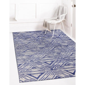 The Victorian Blue Aztec Hand Loom Carpet (5x8) By Qaaleen - Home Artisan