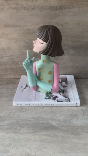 Ava with a Thought Sculpture