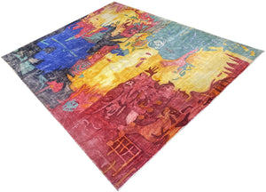 Paint Ball Hand Loom Carpet (8x10) By Qaaleen - Home Artisan