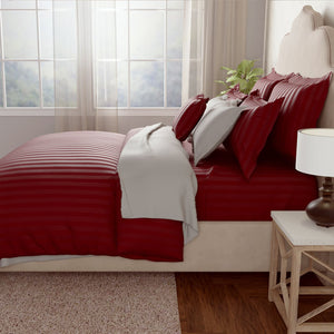 Mcb 1 Inch Stripe Egyptian Cotton Bed Sheet (Maroon) by By Adab - Home Artisan