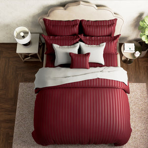 Mcb 1 Inch Stripe Egyptian Cotton Bed Sheet (Maroon) by By Adab - Home Artisan