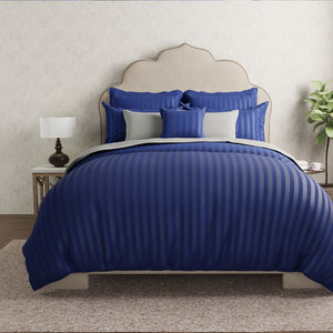 Mcb 1 Inch Stripe Egyptian Cotton Bed Sheet (Navy Blue) by By Adab - Home Artisan
