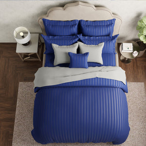 Mcb 1 Inch Stripe Egyptian Cotton Bed Sheet (Navy Blue) by By Adab - Home Artisan