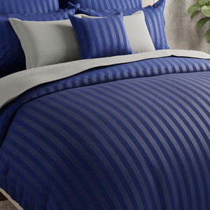 Mcb 1 Inch Stripe Egyptian Cotton Bed Sheet (Navy Blue) by By Adab - Home Artisan