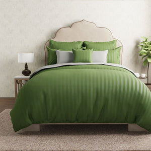 Mcb 1 Inch Stripe Egyptian Cotton Bed Sheet (Green) by By Adab - Home Artisan