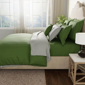 Mcb 1 Inch Stripe Egyptian Cotton Bed Sheet (Green) by By Adab - Home Artisan