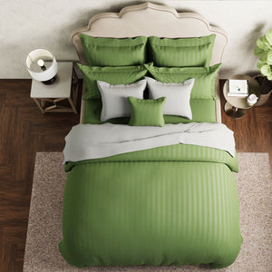 Mcb 1 Inch Stripe Egyptian Cotton Bed Sheet (Green) by By Adab - Home Artisan