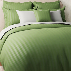 Mcb 1 Inch Stripe Egyptian Cotton Bed Sheet (Green) by By Adab - Home Artisan