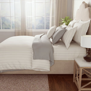 Mcb 1 Inch Stripe Egyptian Cotton Bed Sheet (Ivory) by By Adab - Home Artisan