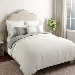 Mcb 1 Inch Stripe Egyptian Cotton Bed Sheet (Ivory) by By Adab - Home Artisan