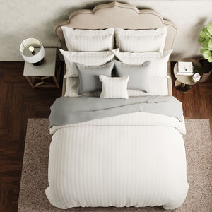 Mcb 1 Inch Stripe Egyptian Cotton Bed Sheet (Ivory) by By Adab - Home Artisan