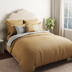 Mcb 1 Inch Stripe Egyptian Cotton Bed Sheet (Khakhi) by By Adab - Home Artisan