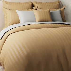 Mcb 1 Inch Stripe Egyptian Cotton Bed Sheet (Khakhi) by By Adab - Home Artisan