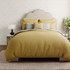 Mcb 1 Inch Stripe Egyptian Cotton Bed Sheet (Yellow) by By Adab - Home Artisan