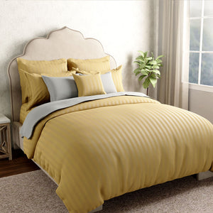 Mcb 1 Inch Stripe Egyptian Cotton Bed Sheet (Yellow) by By Adab - Home Artisan
