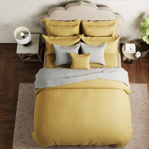 Mcb 1 Inch Stripe Egyptian Cotton Bed Sheet (Yellow) by By Adab - Home Artisan
