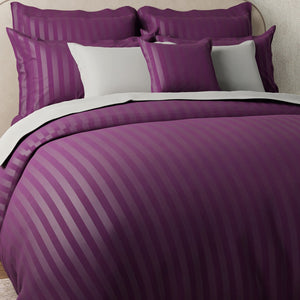Mcb 1 Inch Stripe Egyptian Cotton Bed Sheet (Purple) by By Adab - Home Artisan
