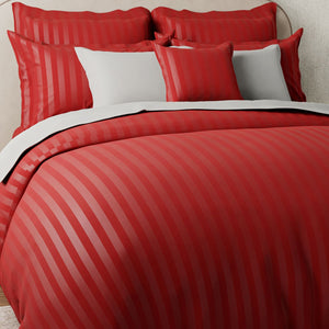 Mcb 1 Inch Stripe Egyptian Cotton Duvet Cover Set (Red) by By Adab - Home Artisan