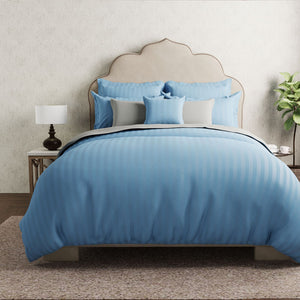 Mcb 1 Inch Stripe Egyptian Cotton Duvet Cover Set (Sky Blue) by By Adab - Home Artisan