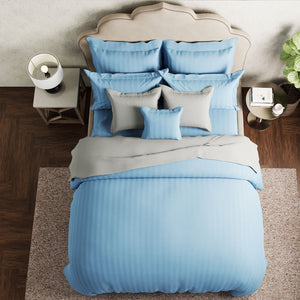 Mcb 1 Inch Stripe Egyptian Cotton Duvet Cover Set (Sky Blue) by By Adab - Home Artisan