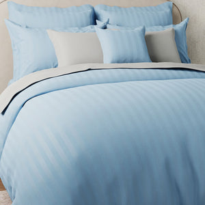 Mcb 1 Inch Stripe Egyptian Cotton Duvet Cover Set (Sky Blue) by By Adab - Home Artisan