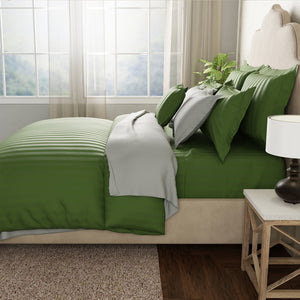 Mcb 1 Inch Stripe Egyptian Cotton Duvet Cover Set (Green) by By Adab - Home Artisan