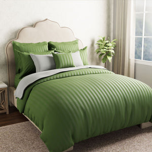 Mcb 1 Inch Stripe Egyptian Cotton Duvet Cover Set (Green) by By Adab - Home Artisan