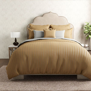 Mcb 1 Inch Stripe Egyptian Cotton Duvet Cover Set (Khakhi) by By Adab - Home Artisan