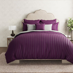 Mcb 1 Inch Stripe Egyptian Cotton Duvet Cover Set (Purple) by By Adab - Home Artisan