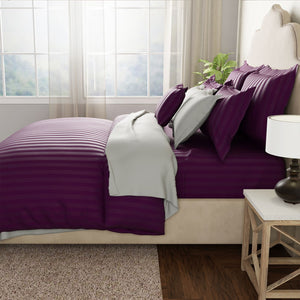 Mcb 1 Inch Stripe Egyptian Cotton Duvet Cover Set (Purple) by By Adab - Home Artisan