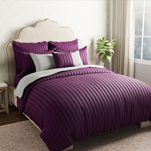 Mcb 1 Inch Stripe Egyptian Cotton Duvet Cover Set (Purple) by By Adab - Home Artisan