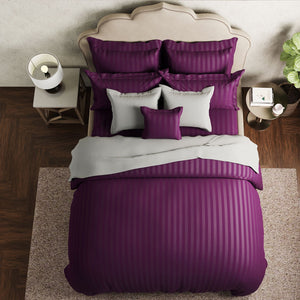 Mcb 1 Inch Stripe Egyptian Cotton Duvet Cover Set (Purple) by By Adab - Home Artisan