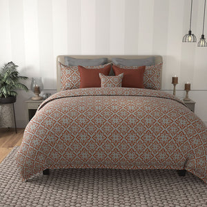 Msc Old Monk Egyptian Cotton Duvet Cover Set (Grey) by By Adab - Home Artisan