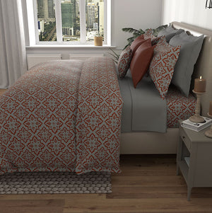Msc Old Monk Egyptian Cotton Duvet Cover Set (Grey) by By Adab - Home Artisan