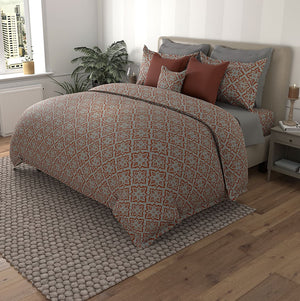 Msc Old Monk Egyptian Cotton Duvet Cover Set (Grey) by By Adab - Home Artisan