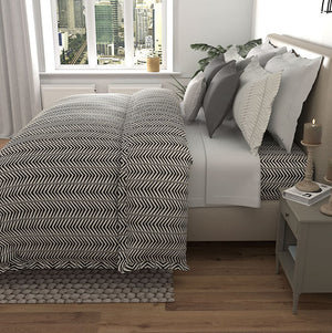 Msc Herringbone I Egyptian Cotton Bed Sheet (Black) by By Adab - Home Artisan