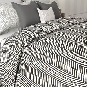 Msc Herringbone I Egyptian Cotton Bed Sheet (Black) by By Adab - Home Artisan
