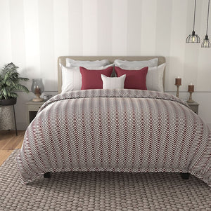 Msc Herringbone I Egyptian Cotton Bed Sheet (Red) by By Adab - Home Artisan