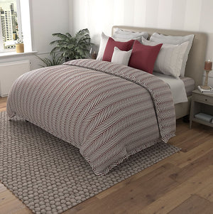Msc Herringbone I Egyptian Cotton Bed Sheet (Red) by By Adab - Home Artisan