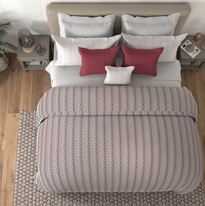 Msc Herringbone I Egyptian Cotton Bed Sheet (Red) by By Adab - Home Artisan