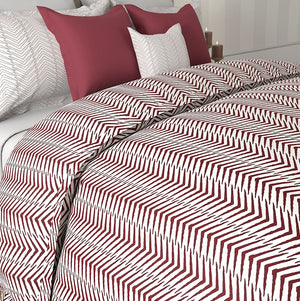 Msc Herringbone I Egyptian Cotton Bed Sheet (Red) by By Adab - Home Artisan