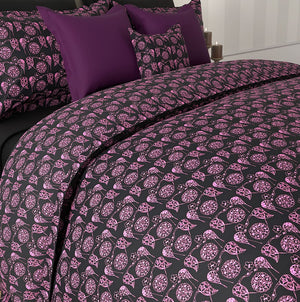 Msc Peacock Print Egyptian Cotton Duvet Cover Set (3 Pcs) by By Adab - Home Artisan